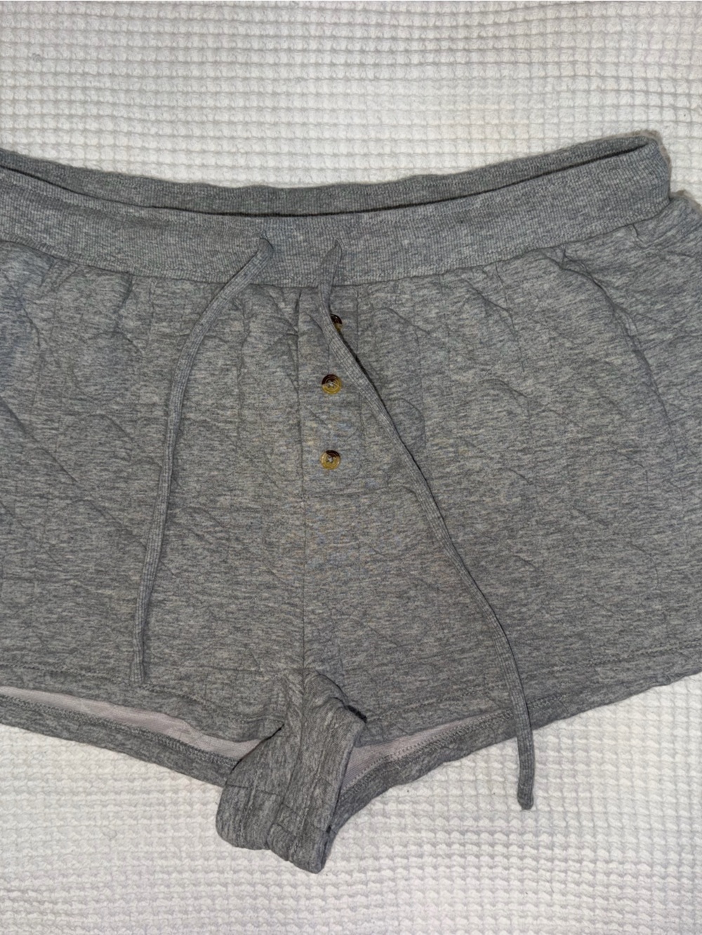 Anthropologie Gray Quilted Drawstring Shorts Size Large
